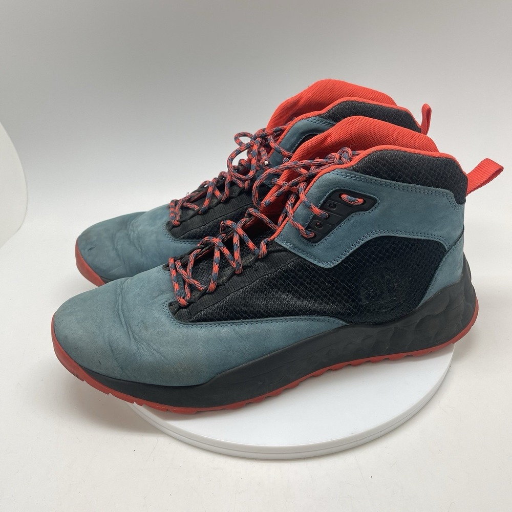 Timberland Boots Mens 11 Solar Wave Mid Chukka Blue Leather Suede Lace Up Casual - Picture 3 of 10